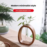 Elegant Walnut & Glass Vase Combo – Modern Minimalist Design