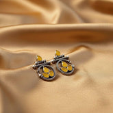 01O122514BL 01O122515YL Oxidised Silver Pearl Earrings – Elegant & Timeless