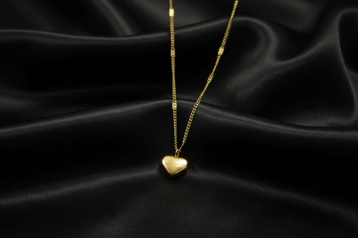 03T122508GD Stainless Steel Necklace Golden Heart