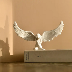Angel Wings Resin Sculpture – European-Inspired White Decor
