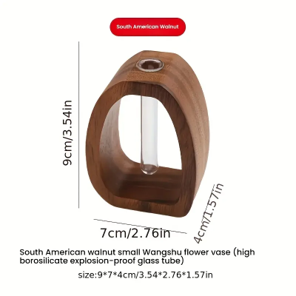 Elegant Walnut &amp; Glass Vase Combo – Modern Minimalist Design