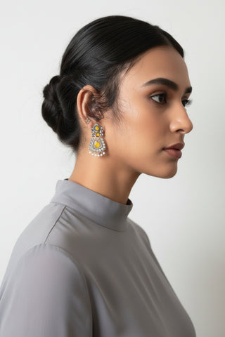 01O122513YL Oxidised Silver Pearl Earrings – Elegant Timeless