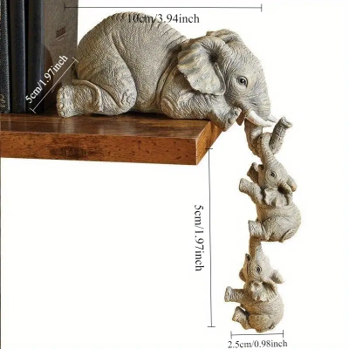 3pcs Elephant Figurine Set – Cute Resin Crafts