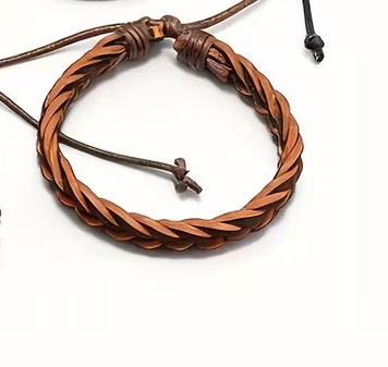 Adjustable Faux Leather Braided Bracelet