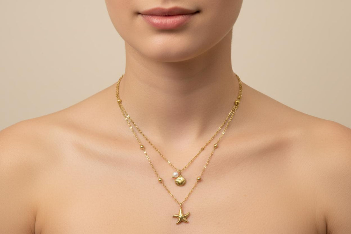 03T122513GD Premium Star Pendant Stainless Steel Necklace – Anti-Tarnish & Hypoallergenic