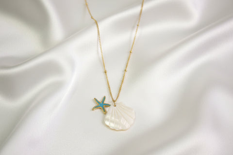 03T122506GD Premium Star & Shell Pendant Stainless Steel Necklace – Anti-Tarnish & Hypoallergenic