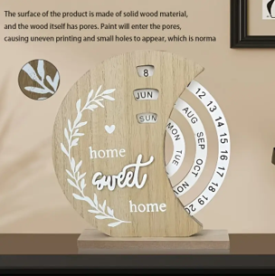 Wooden Perpetual Desk Calendar – Moon Ferris Wheel Design